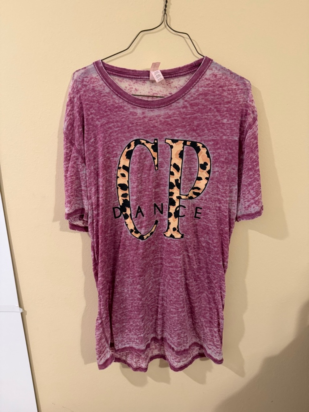Washed Purple Short-Sleeve Tee with Leopard CP Dance Graphic